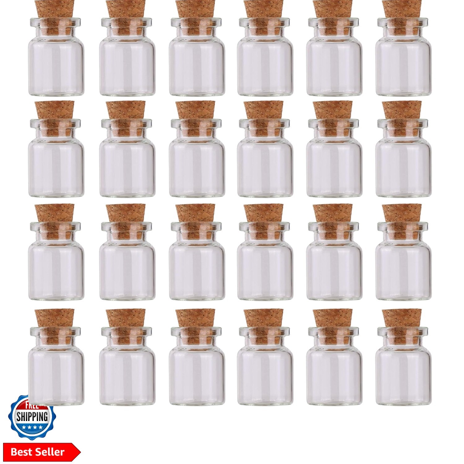 24pcs Mini Glass Bottles with Cork Stoppers 5ml DIY Art Crafts Storage Contai…