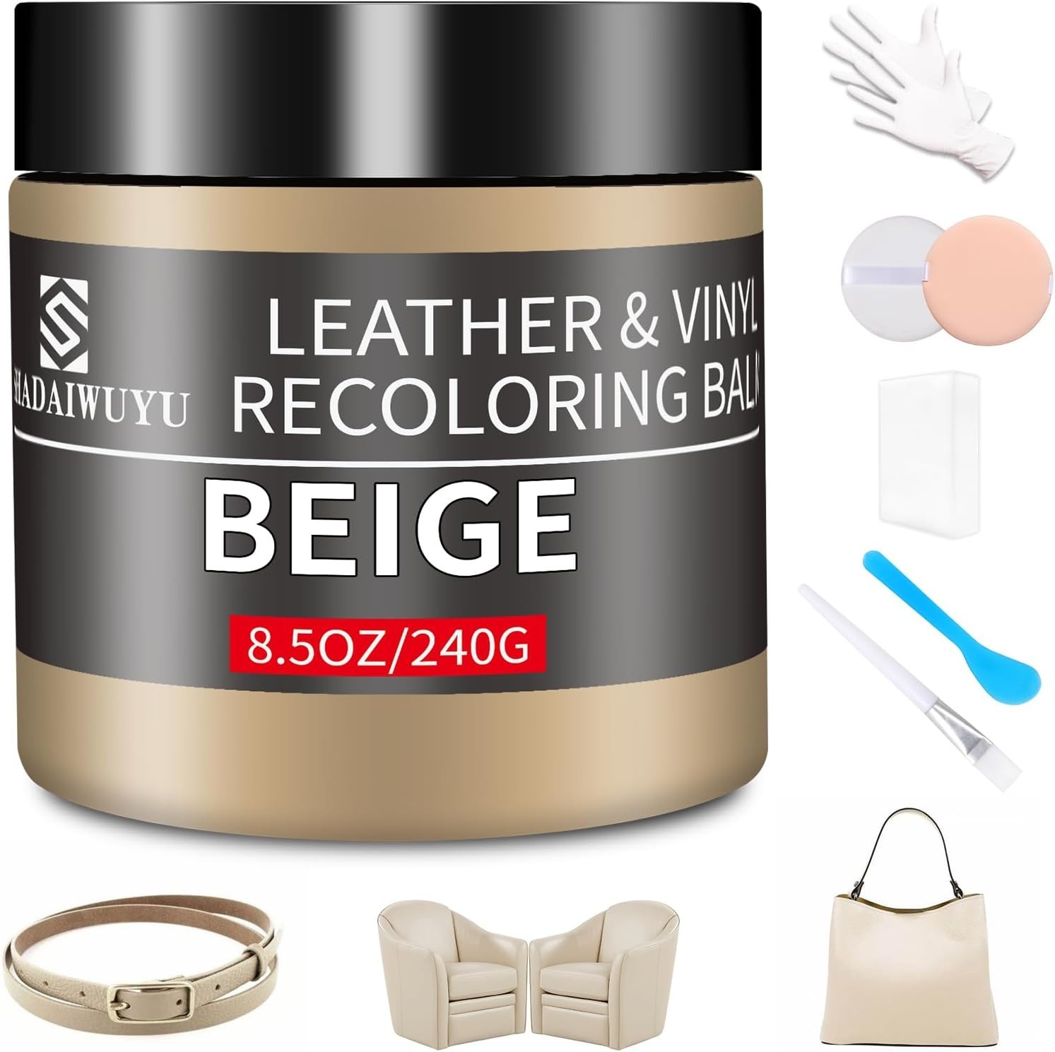Leather Recoloring Balm, 8.5oz Leather Color Restorer, Leather Repair kit…