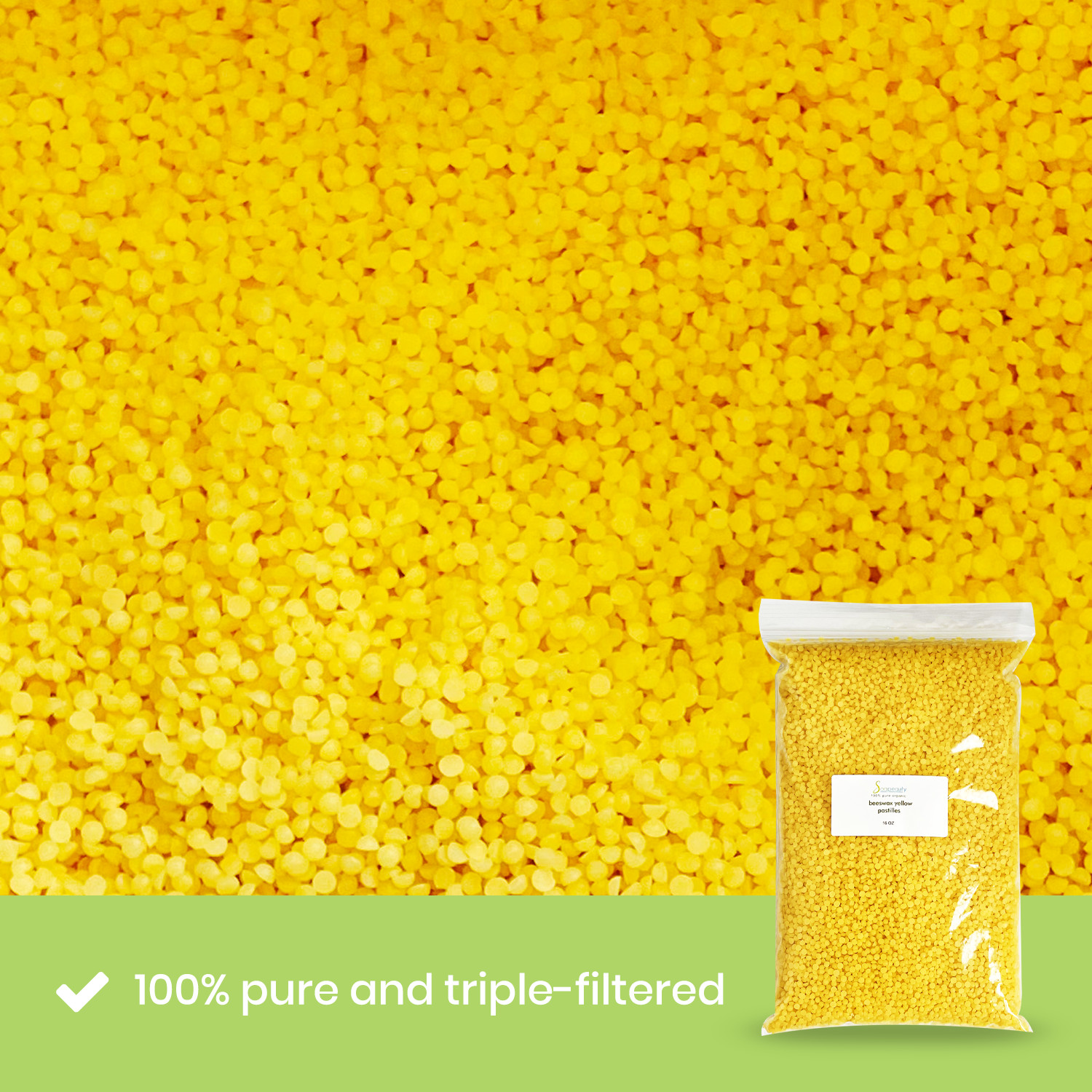 YELLOW BEESWAX BEES WAX PASTILLES PREMIUM 100% PURE NATURAL 32 OZ/2 LBS