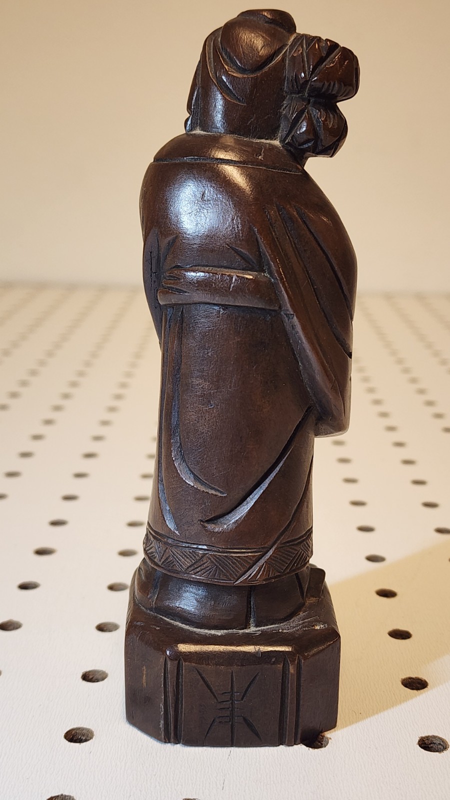 Pair Vintage Chinese Wood Carvings He Xiangu & Zhang Guo Lao Immortals 6″