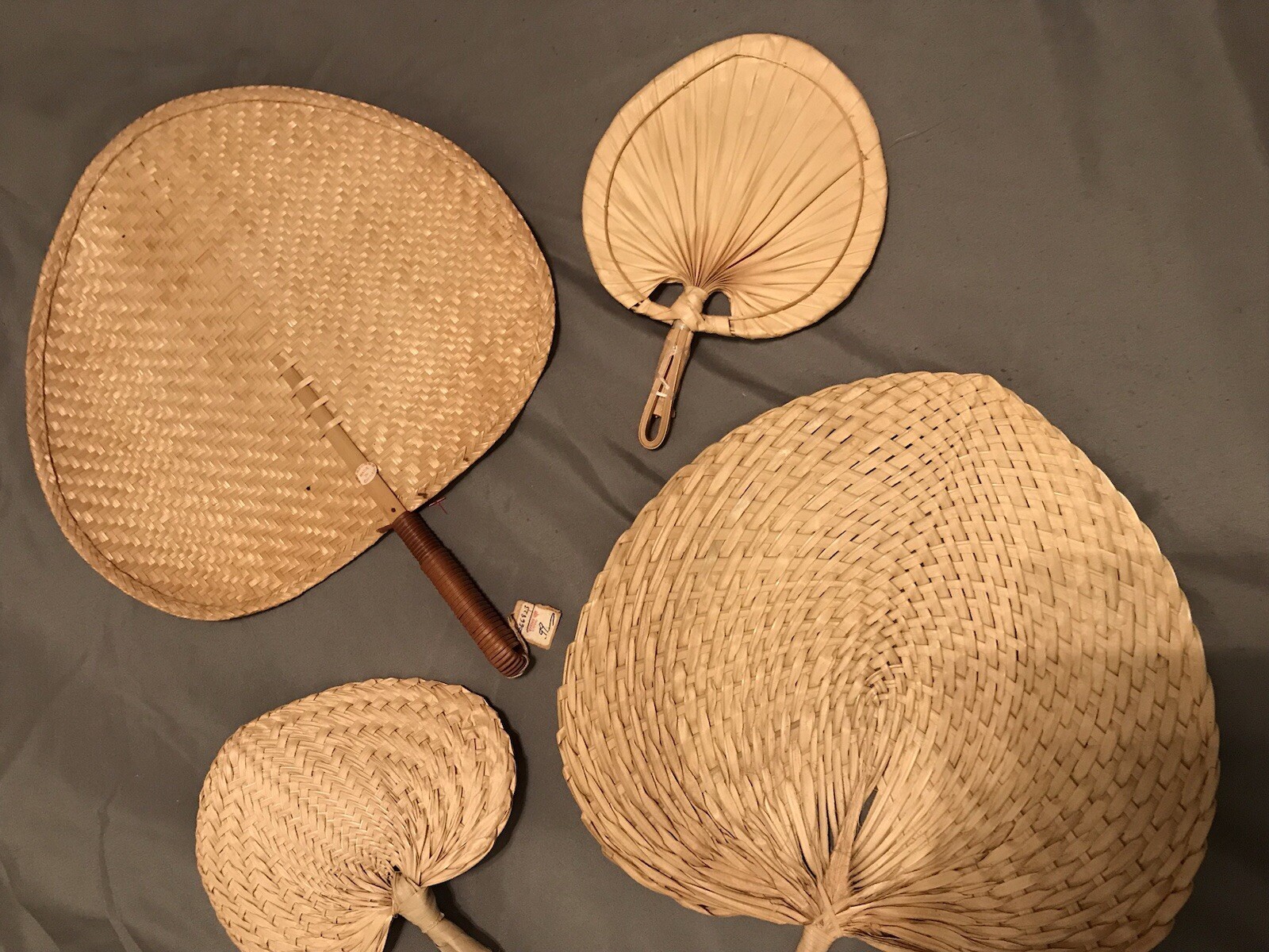 Set Of 4 Vintage Fans With Original Tags Dating From 1950s-60s From China