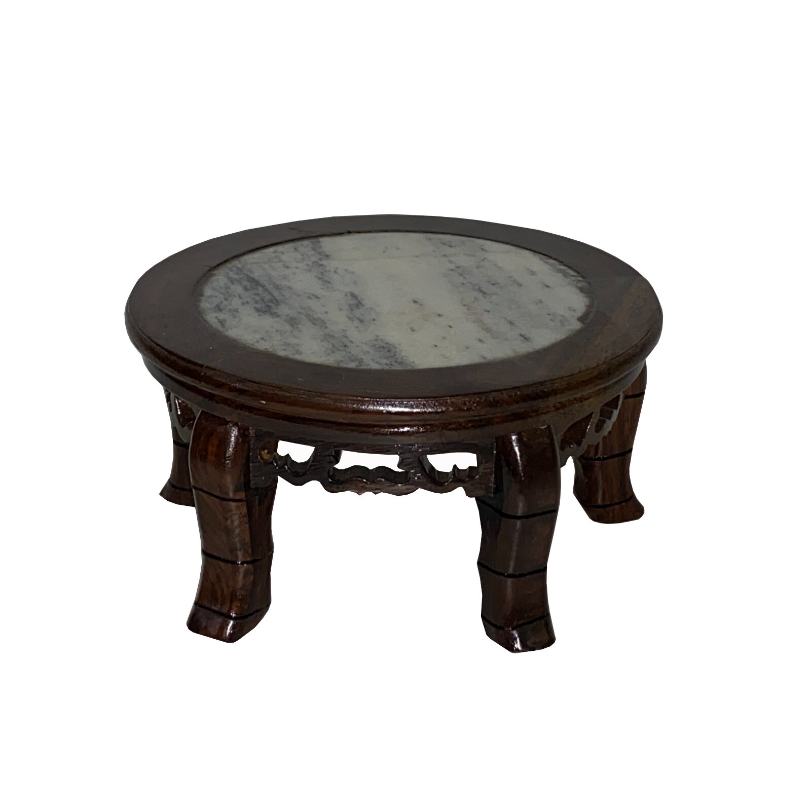 6.75″ Oriental Brown Wood Marble Round Table Top Stand Riser ws2851C
