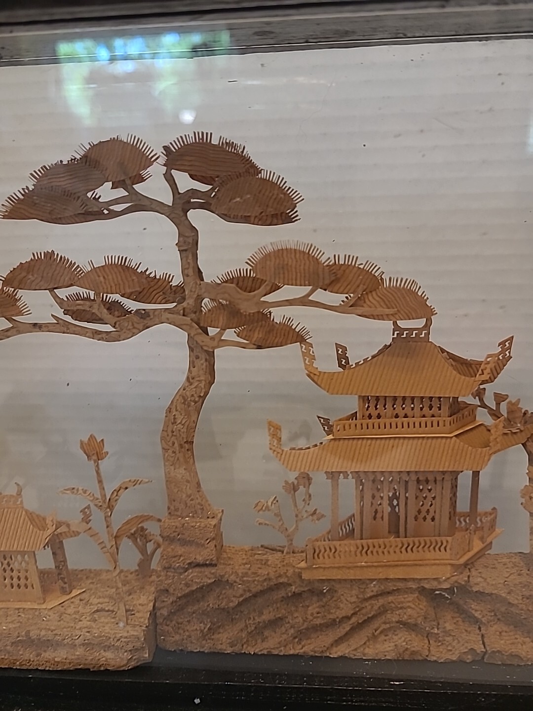 Chinese Cork and Wood Diorama of Pagodas and Trees