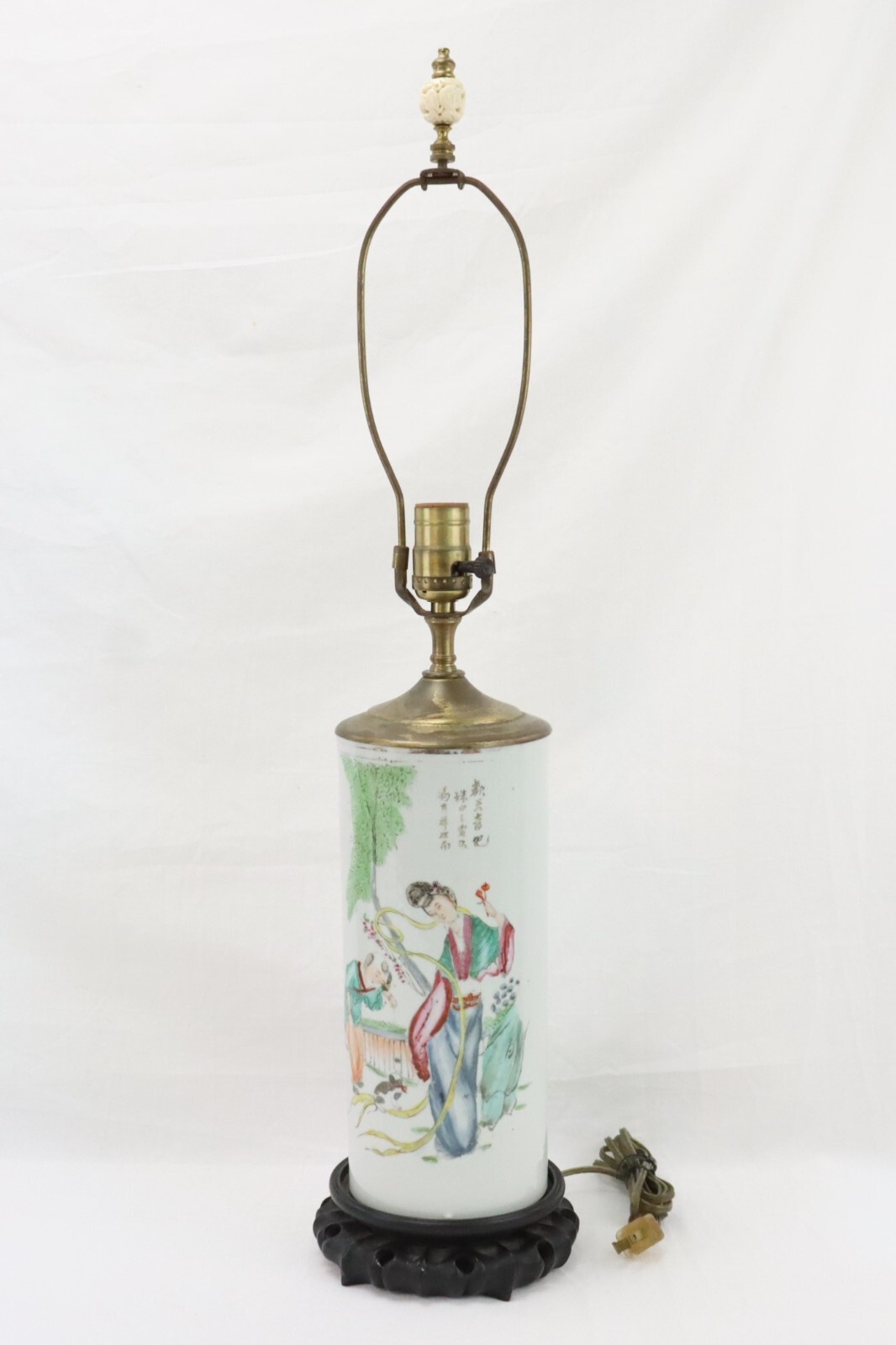 Vintage Chinese Porcelain Hat Stand Vase Lamp