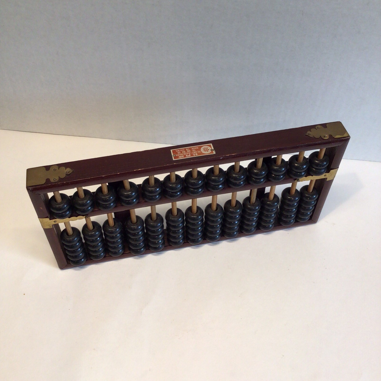 VINTAGE PEONY BRAND ABACUS WOOD & BRASS PEOPLE’S REPUBLIC OF CHINA