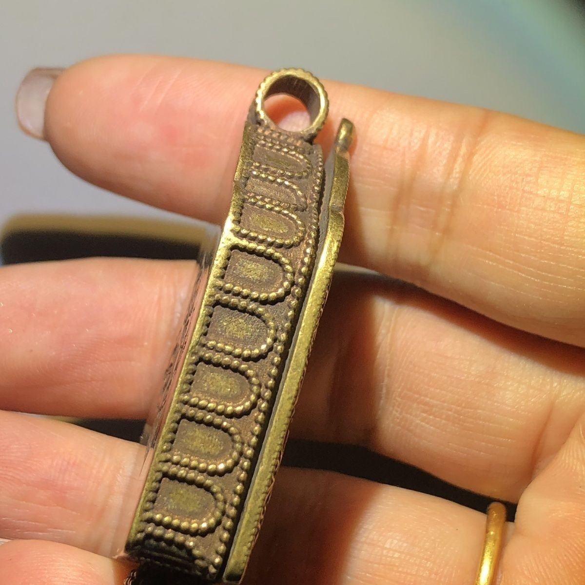 Vintage Tibetan Brass Gau Box Pendant Green Tara Amulet Random Design