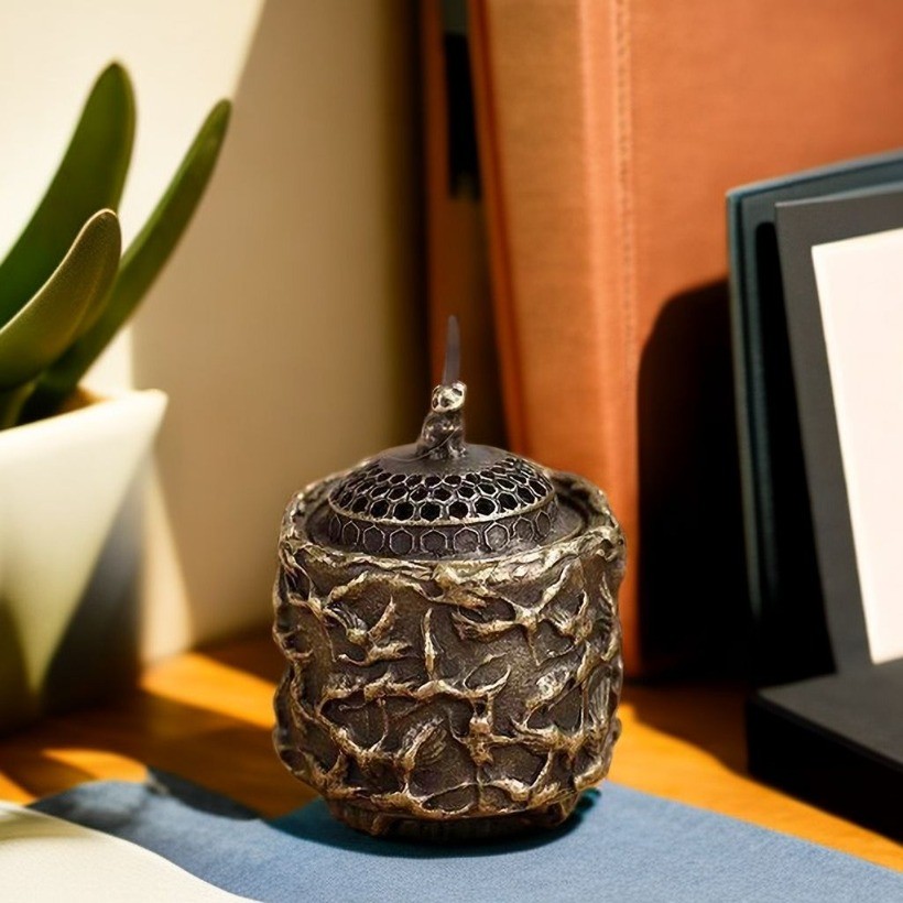 Alloy Crane Incense Burner Vintage Bronze Censer Desktop Ornament Craft