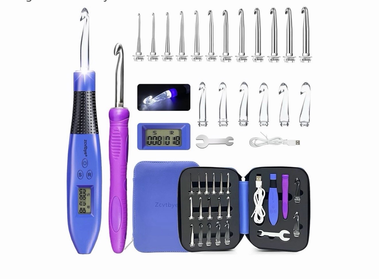 Counting Crochet Hook Set Digital, Light Up Crochet Hooks Set – Ergonomic for…