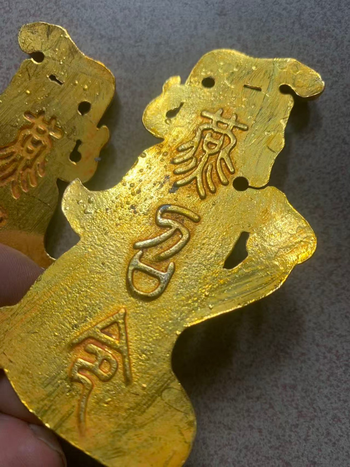 WOW Chinese Bronze Gold-Plated Hand Made *Figure* Military Tally