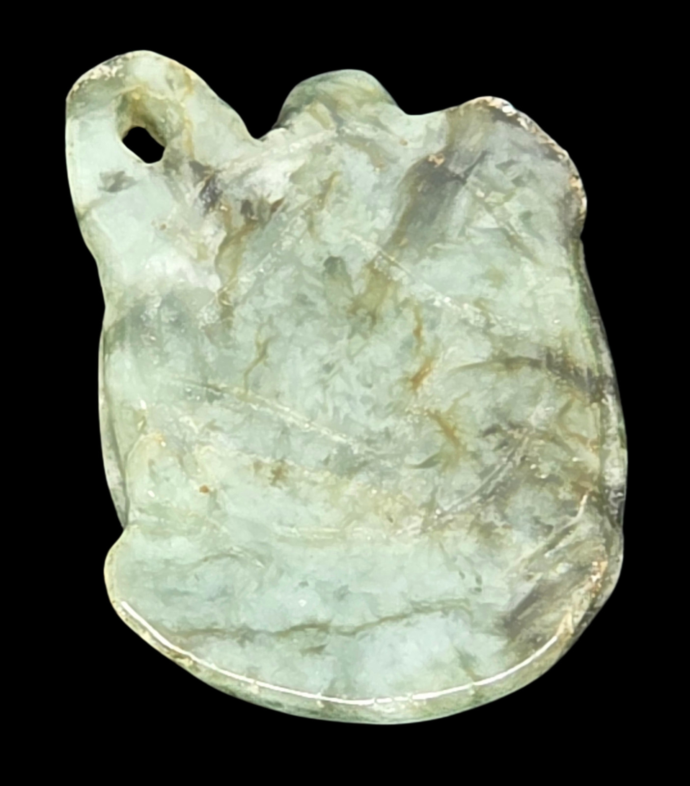 Chinese Hand Carved Mottled Green Jade Turtle Pendant – Longevity Amulet