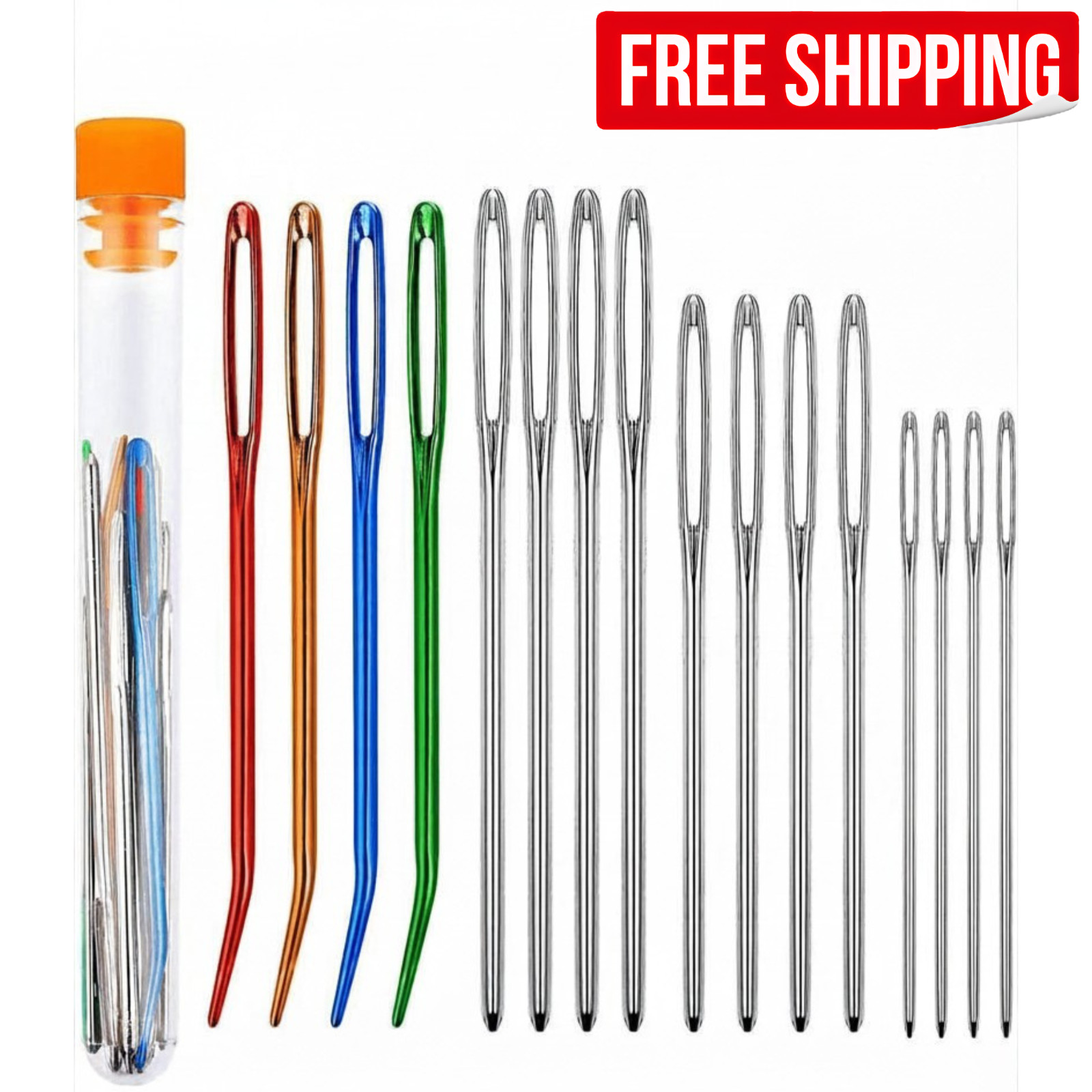17Pcs Large Eye Blunt Tapestry Needles Set Yarn Darning Needle DIY Sewing Kit US