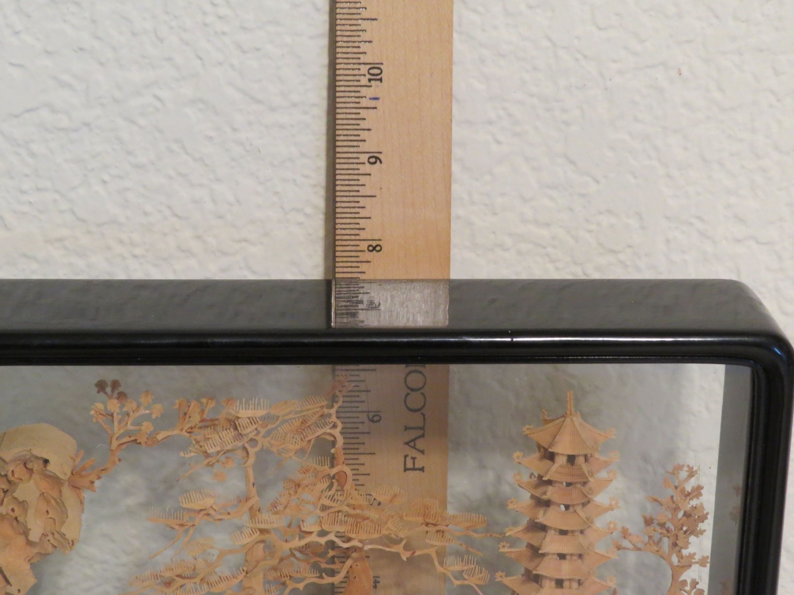 Asian Cork Diorama Pagoda Cranes Temple Trees 11 x 7.5