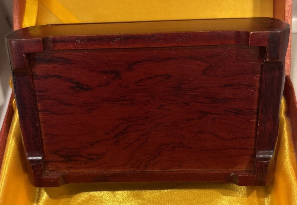 VTG. Chinese Peking Opera Wooden Box Facial Make-Up 24K Plate Jiao Zan Zhang Fei