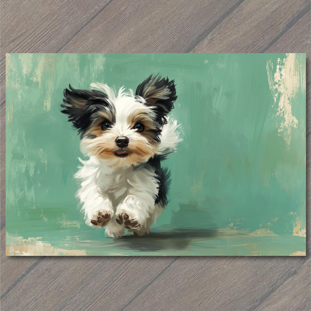 STICKER Playful Puppy In Motion Artistic Pet Vibe Colorful Energetic Look