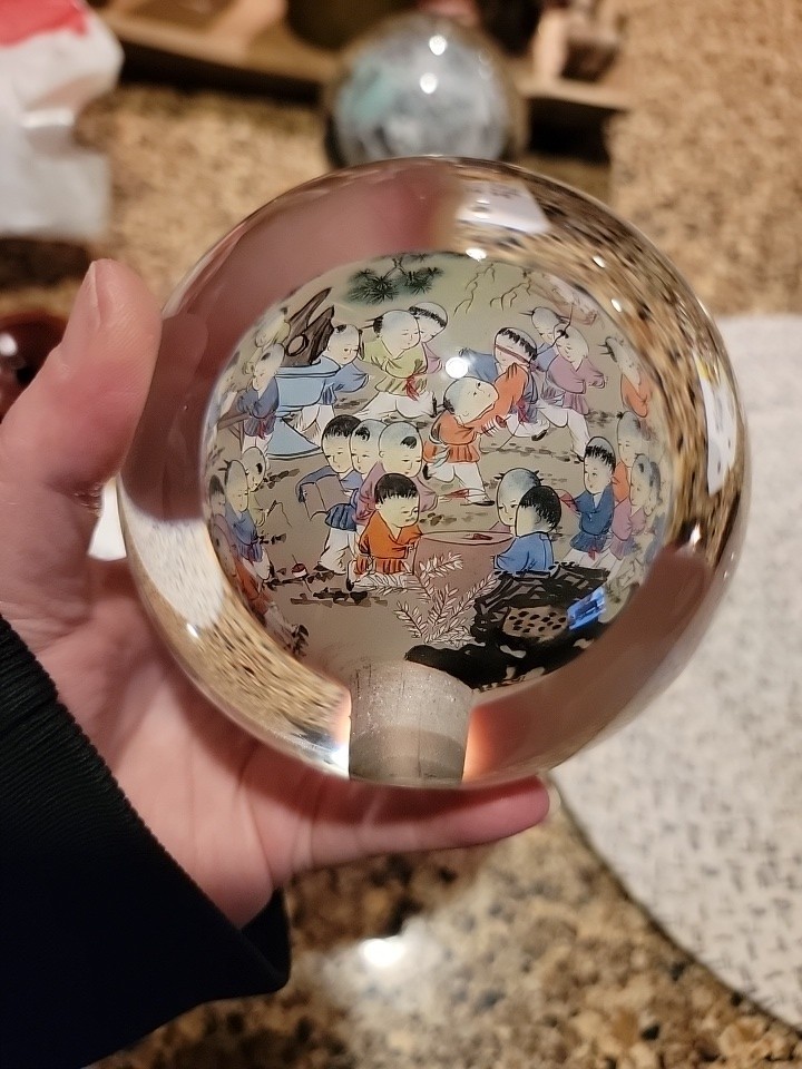 Approx 4 Inch Diameter Chinese Reverse Painted Globe Li Bien READ