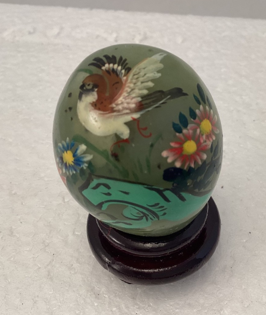 Set of 10 Hand Painted Asian Jade Eggs w/stands Pandas Birds Flowers Great Wall