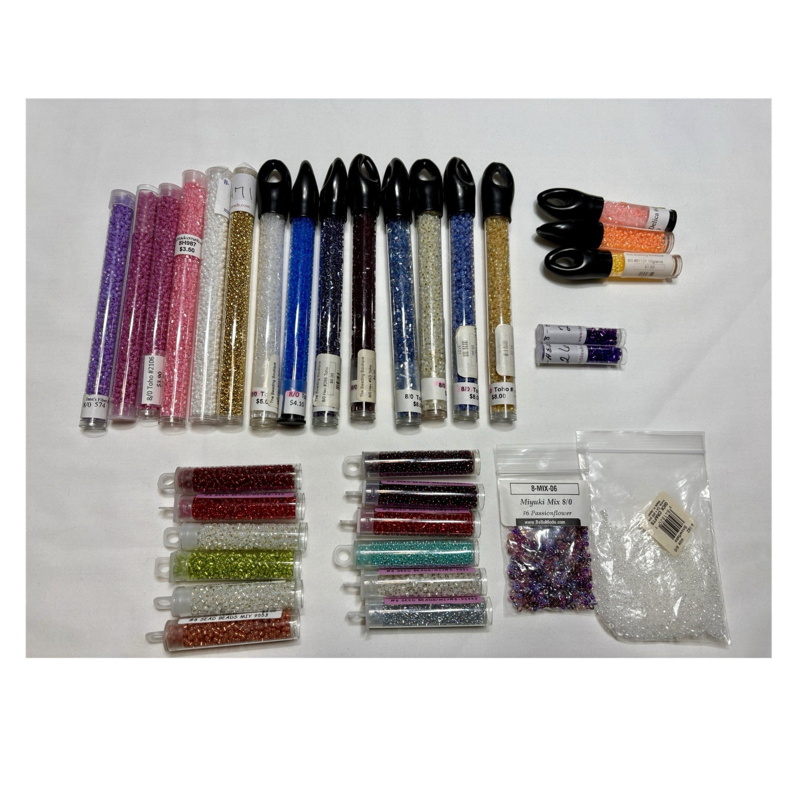 TOHO & Miyuki 8/0 Seed/Cylinder Beads Mixed Lot Multicolor Glass