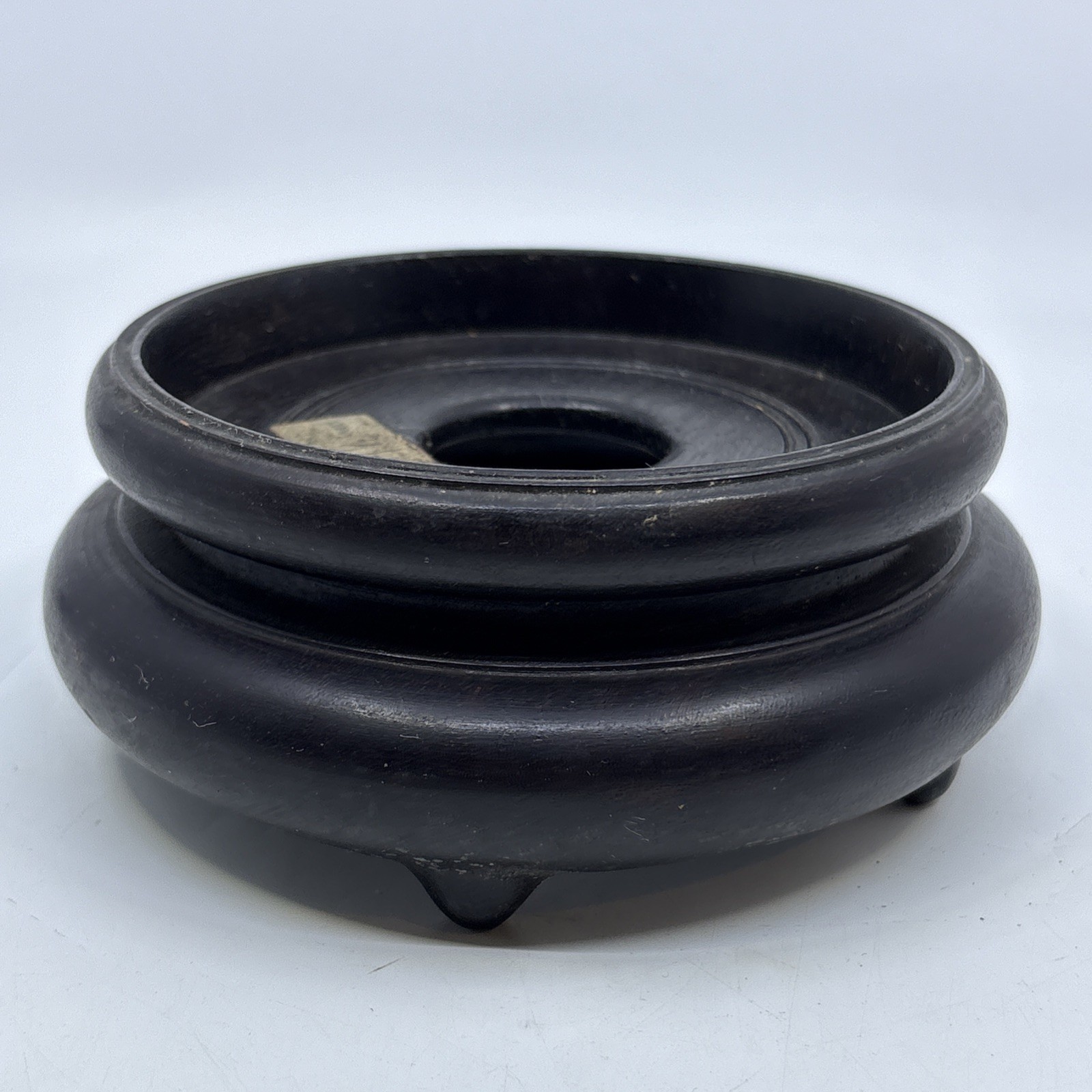 Vtg Chinese Wood Display Stand Vase Plant Asian Lamp Base 4.5″ Inner Diameter