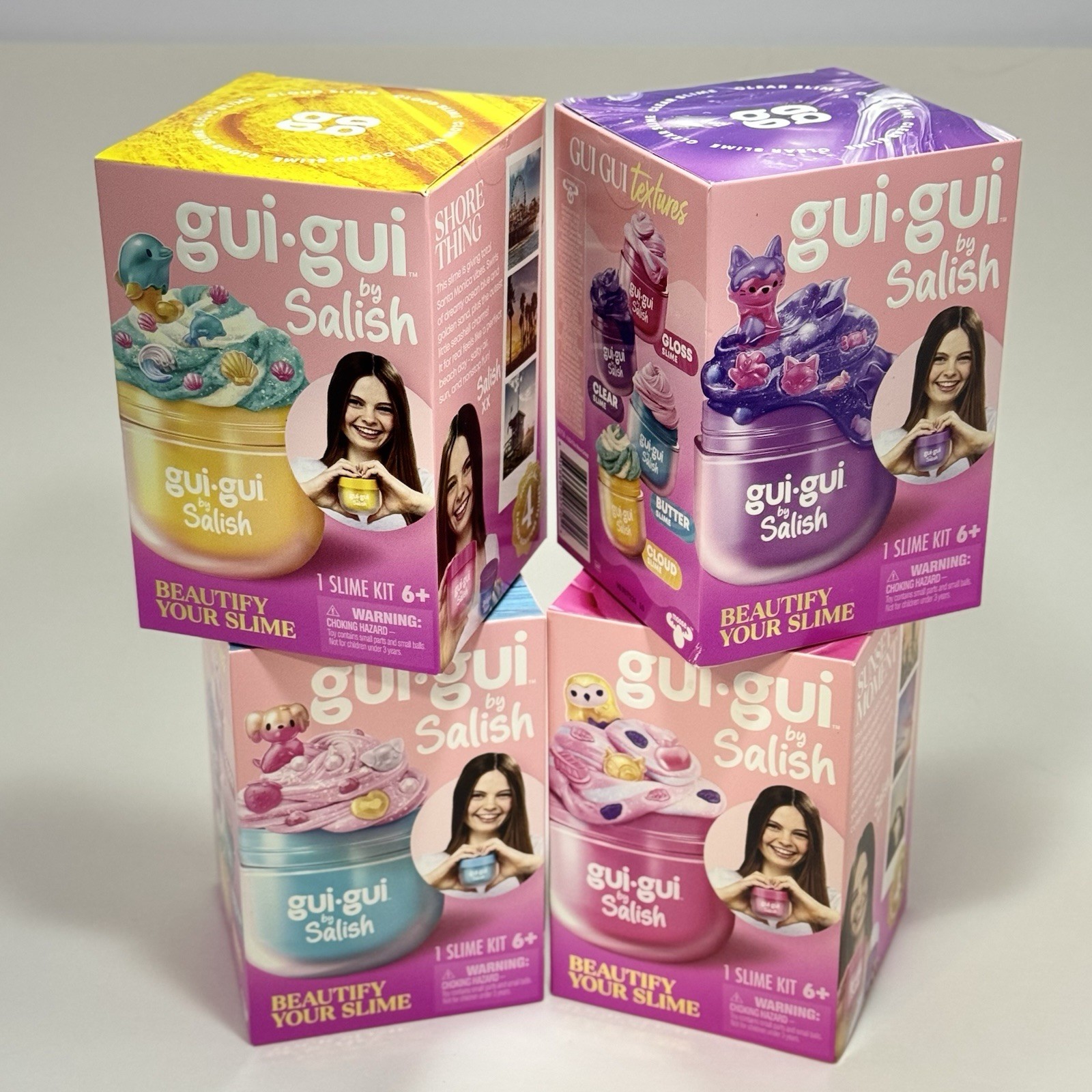 Lot of 4! Gui Gui Salish GLOSS Slime Pink Blue,yellow, purple Slime Complete