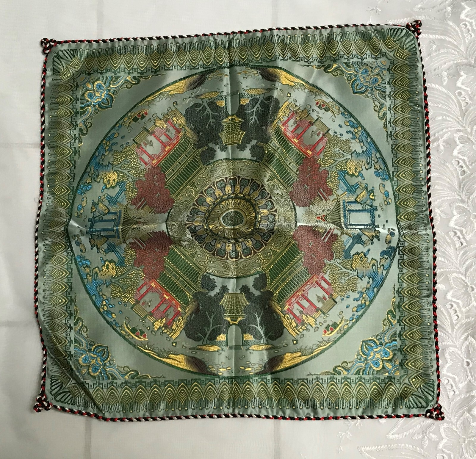 Beautiful Embroidered Chinese Satin Brocade Pillow Cover Doublesided