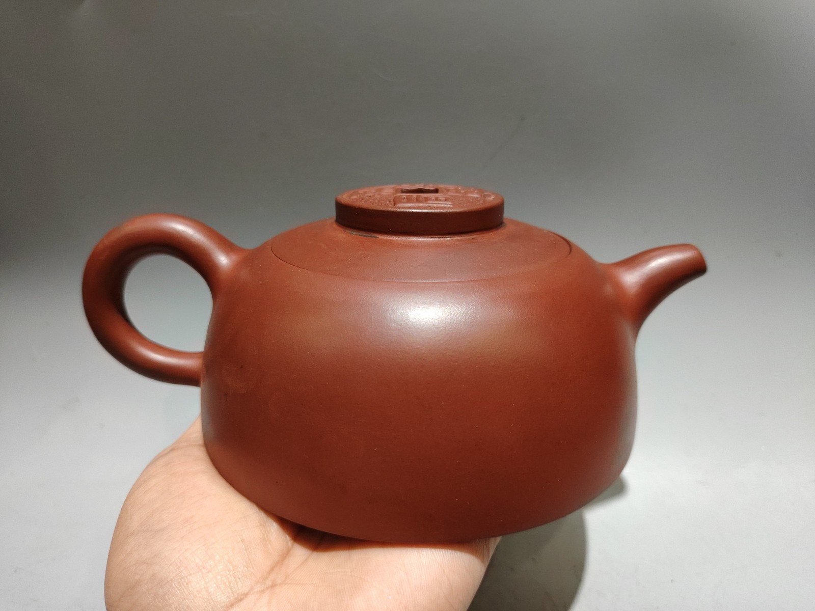 8.2″China Yixing Zisha Pottery Red Clay 480CC Wide Regular Script Carving Teapot