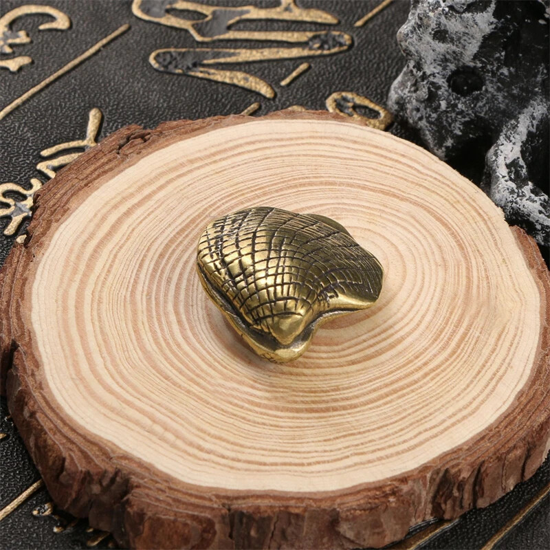 Antique Brass Solid Pocket Seashell Miniature Figurines Desk Ornament Copper