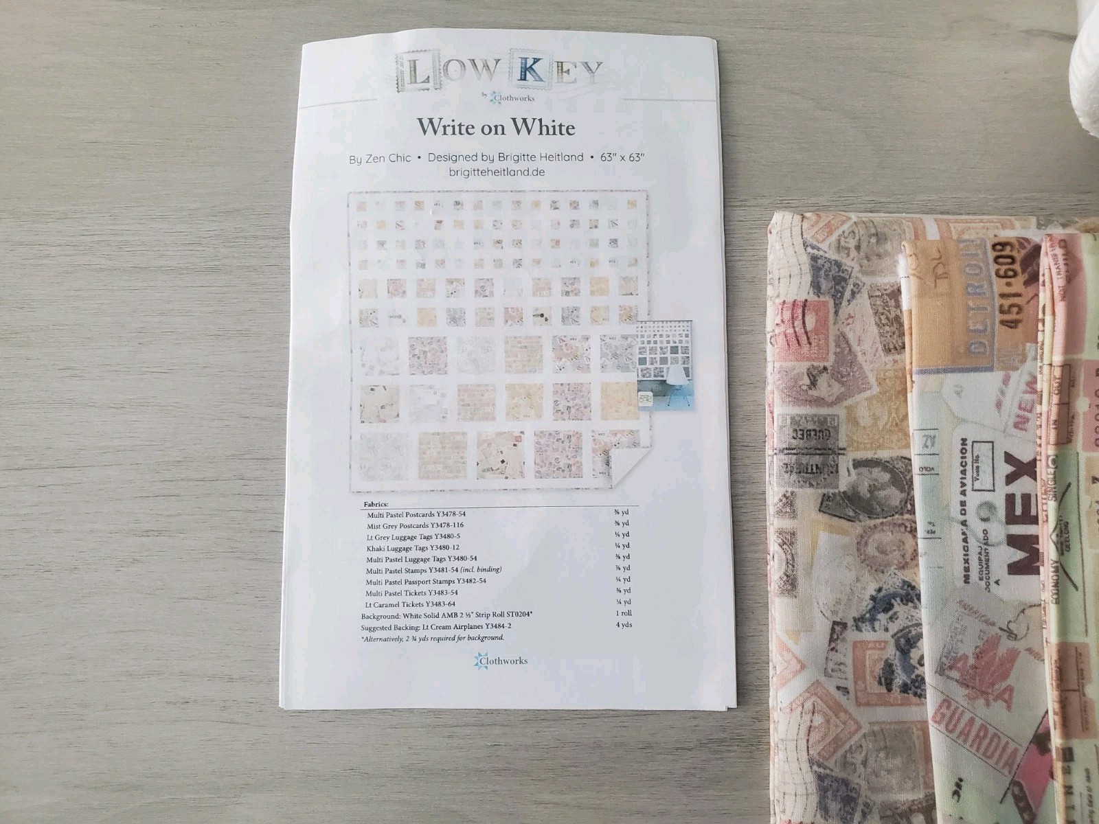 Write On White by Brigitte Heitland Zen Chic Quilt Kit 63×63″ Low Key Cloth Work
