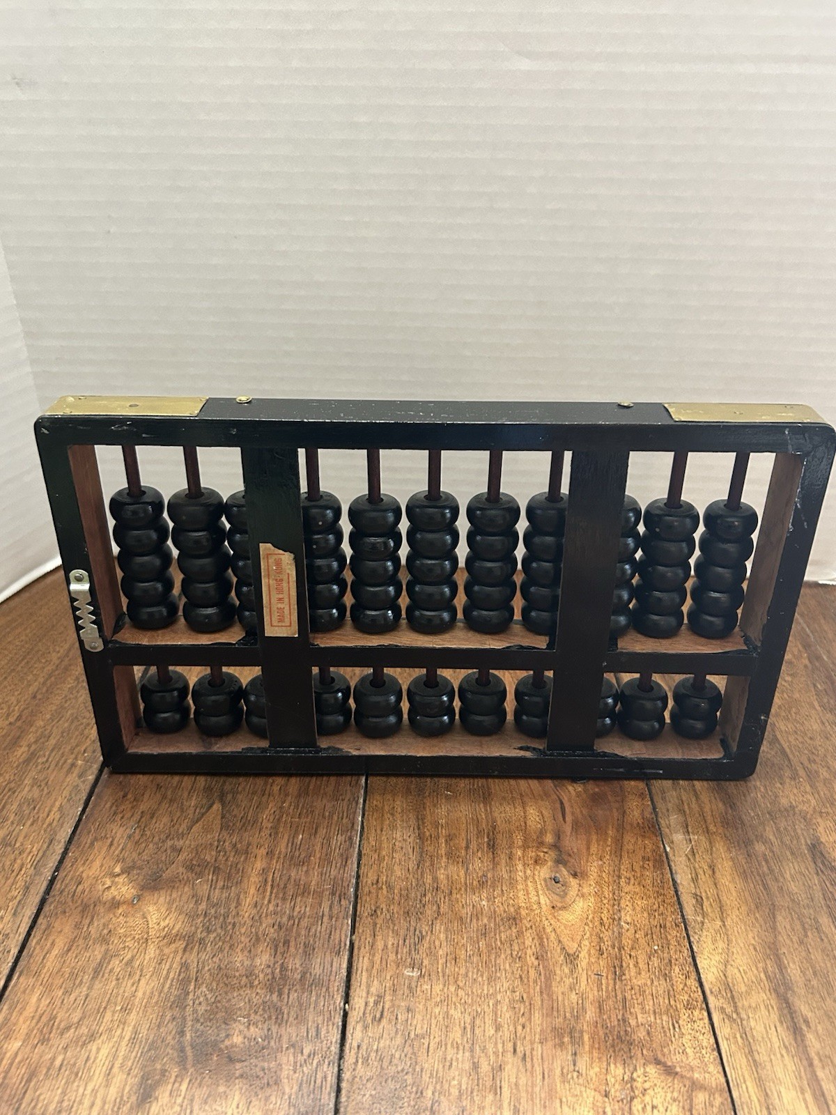 Vintage Lotus – Flower Brand ABACUS Black Painted Wood with Brass Accents 12”