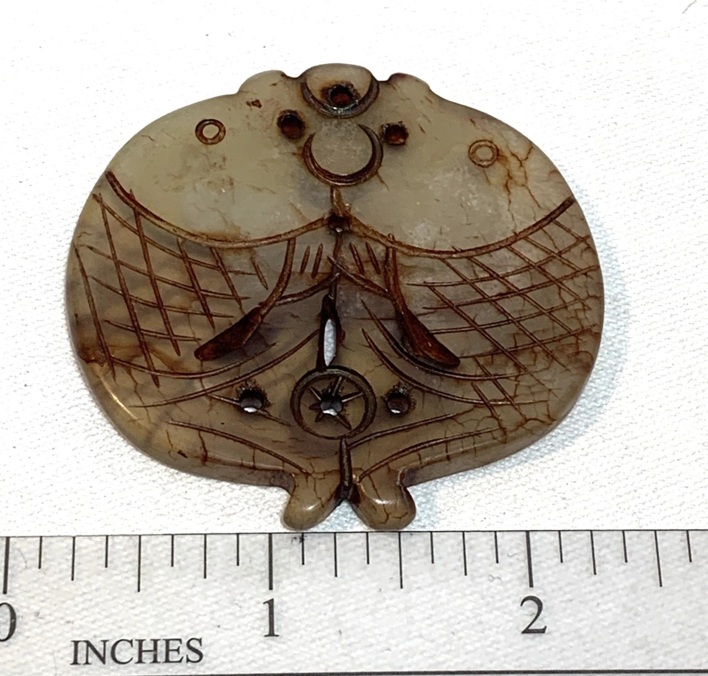 Antique Hand Carved Double Fish Chinese Nephrite Jade Pendant
