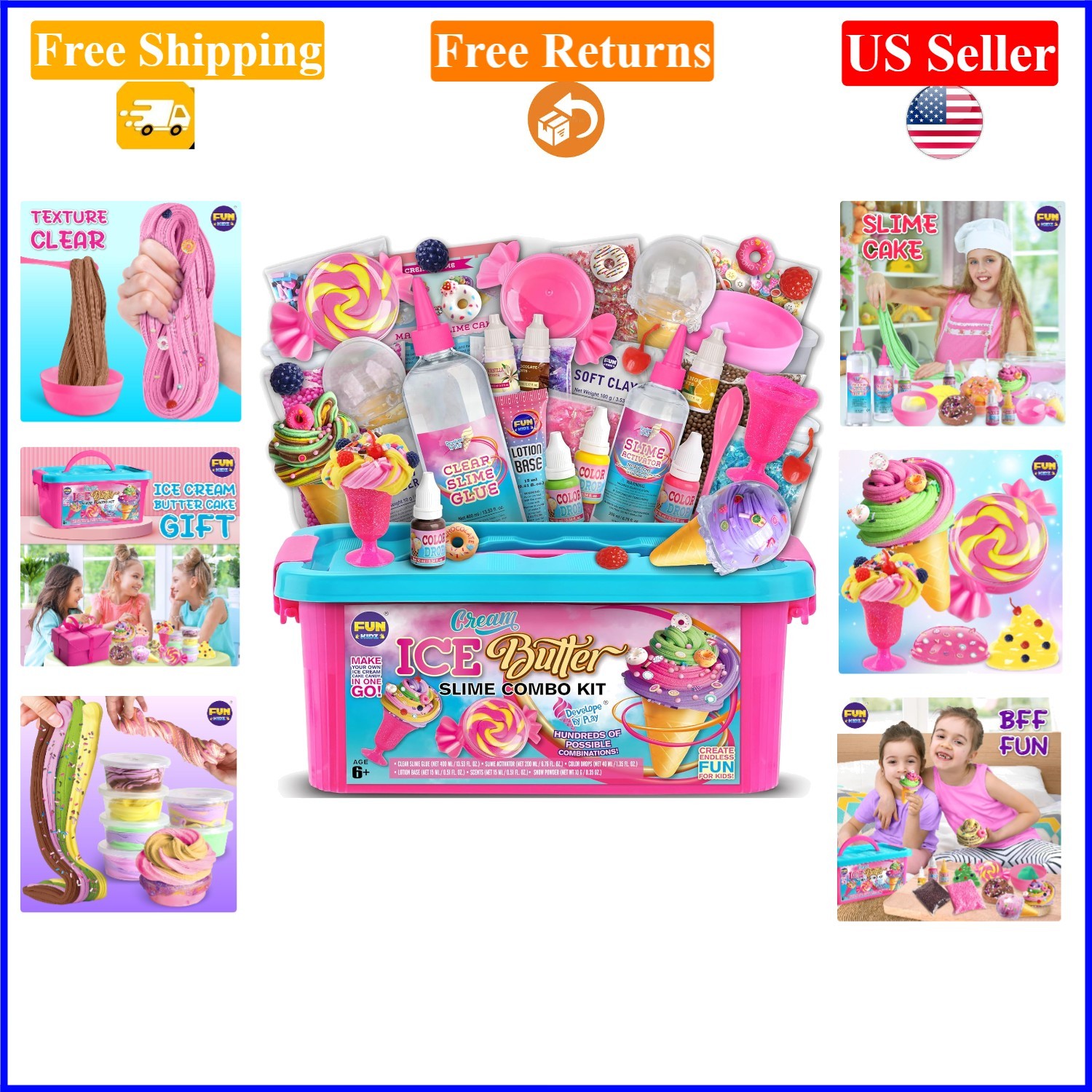 Kids Ice Cream Butter Slime Kit for Girls Age 6-12 with 42 Accessories and Sc…
