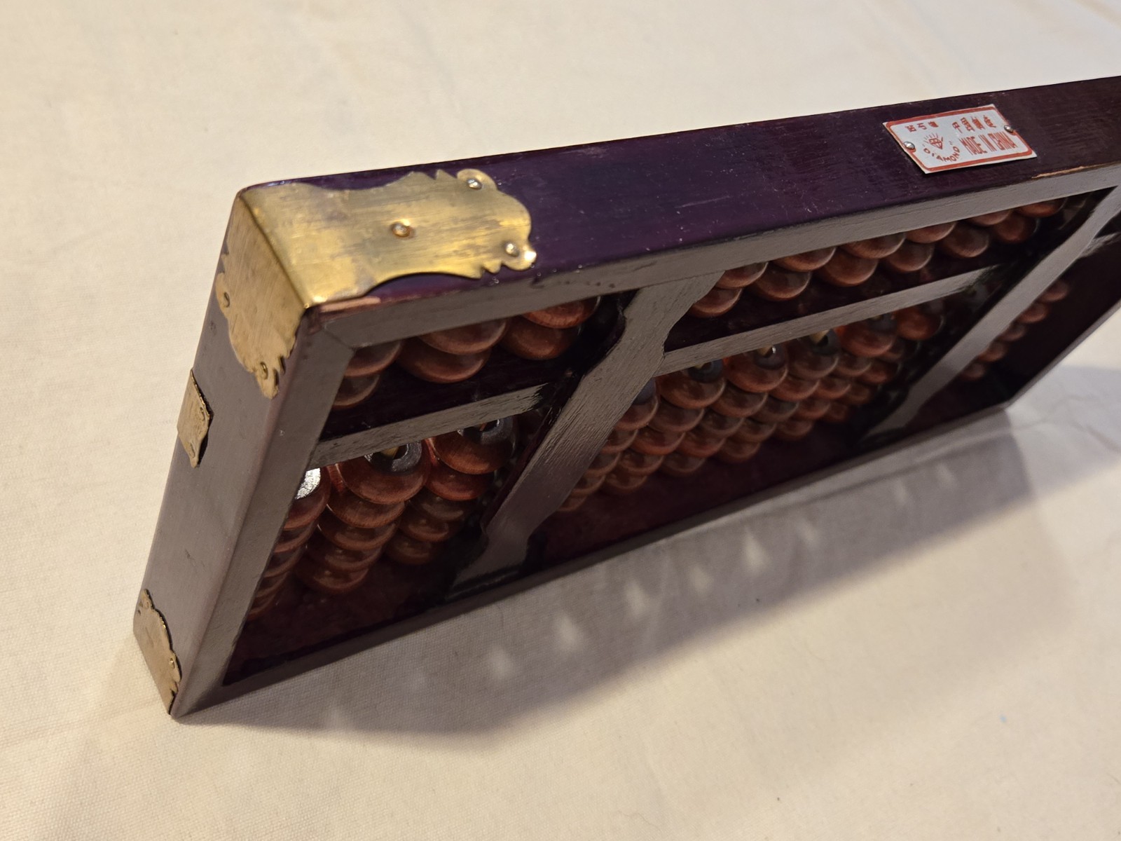 Cherry Color Wood Brass Abacus Diamond Brand Chinese Adornment