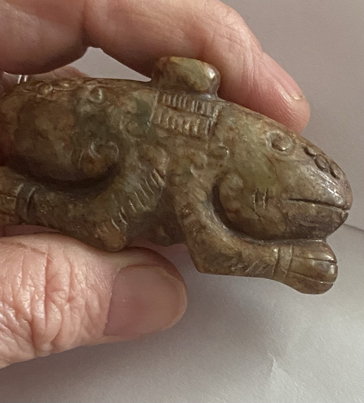 ESTATE FIND Chinese HONGSHAN Culture JADE 2 Heads Amulet/Pendant