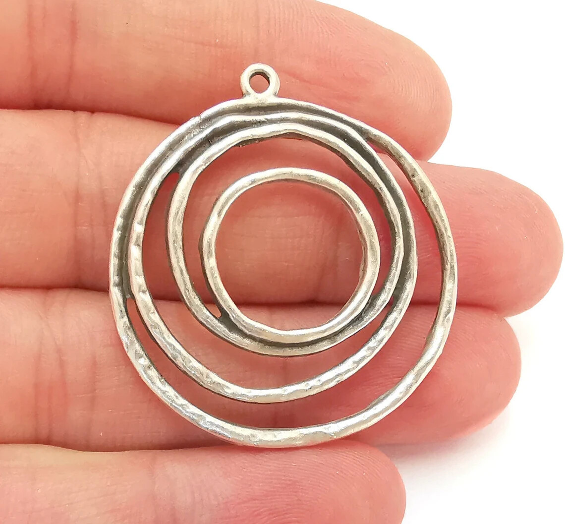 Circle Dangle Charms Antique Silver Plated jewelry Accessories (40x37mm) G21557