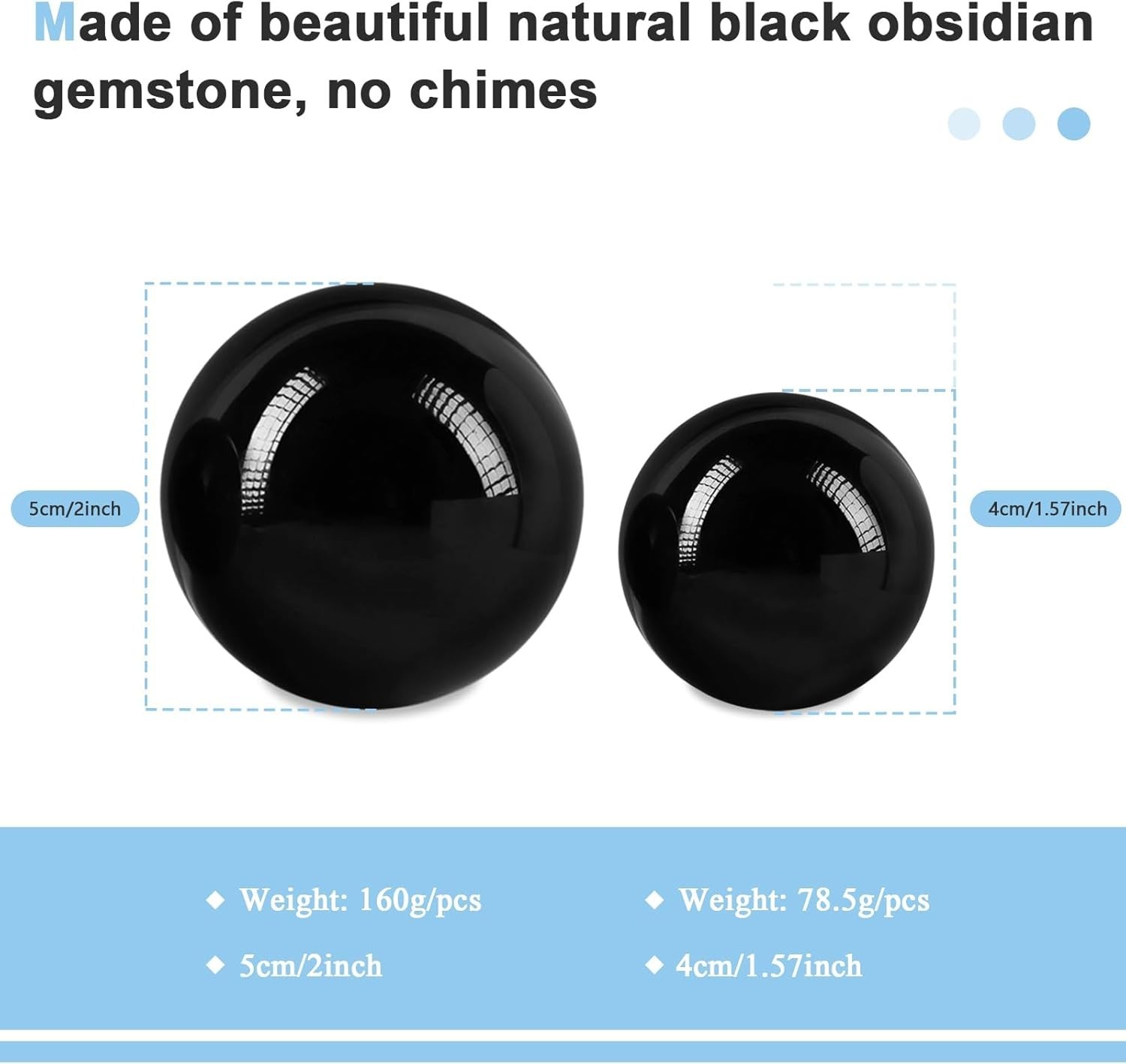 2 Pcs Black Obsidian Baoding Balls, Traditional Chinese Balls for Hand Therap…