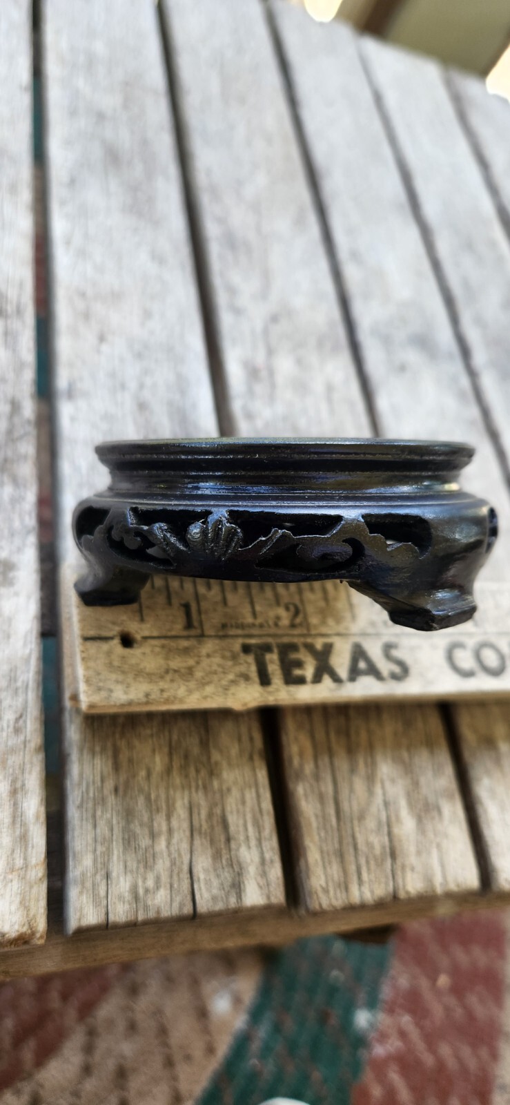 Vintage Small Chinese Carved Wood Stand Base for Lamp Vase Asian Art Display