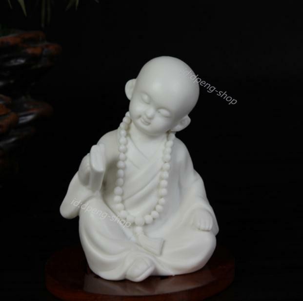 3.6″Chinese White Porcelain Ceramics Lovable Little Monk Figurine Statue Statues