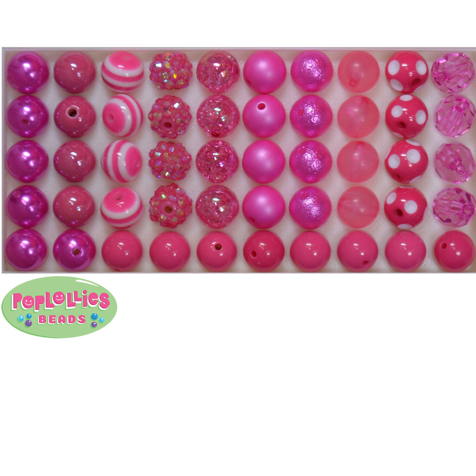 12mm Hot Pink Acrylic Mixed Style Bubblegum Beads Lot 50 pc.chunky gumball