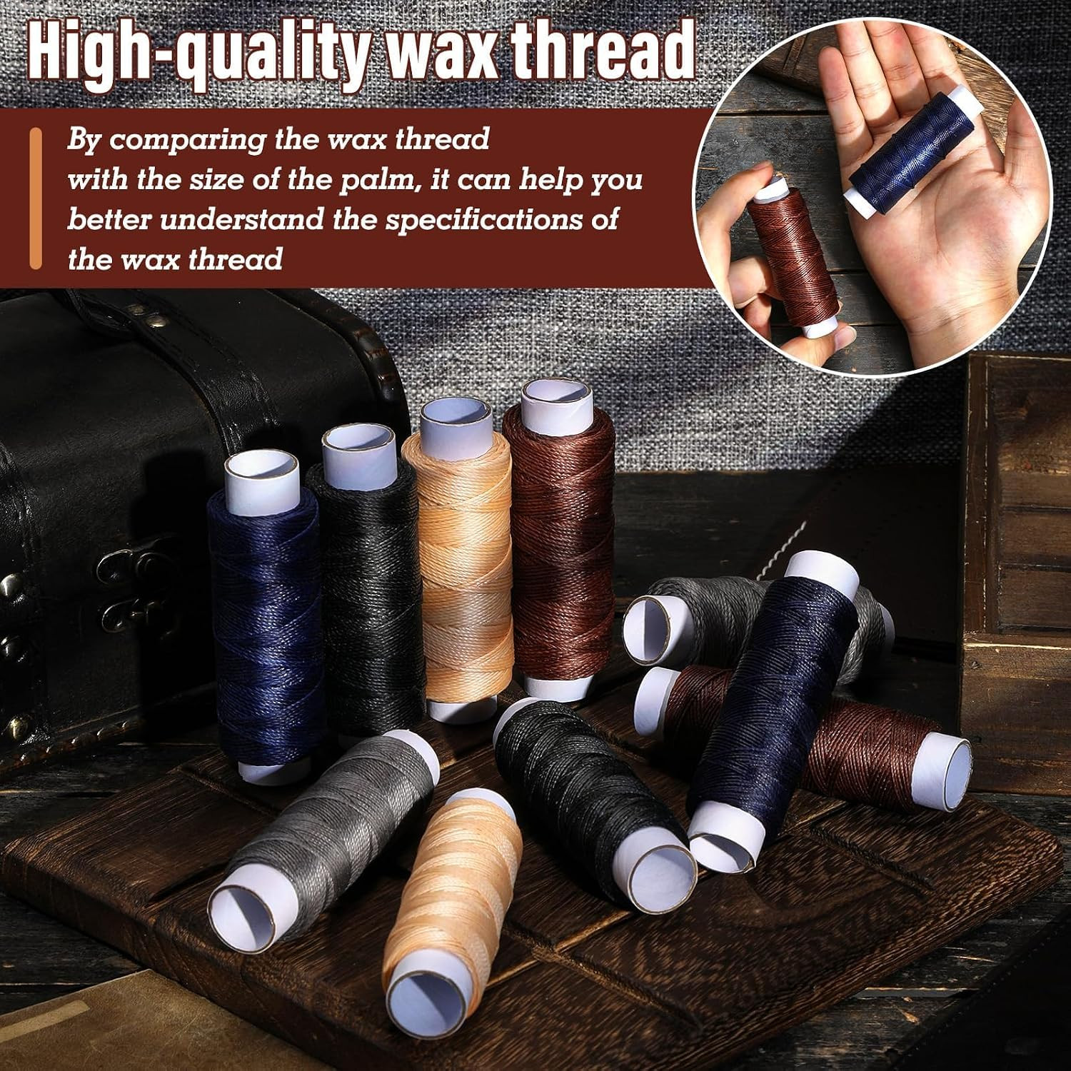 0.55 Mm 54 Yards Leather Thread for Sewing, round Waxed Thread for Stitching,…