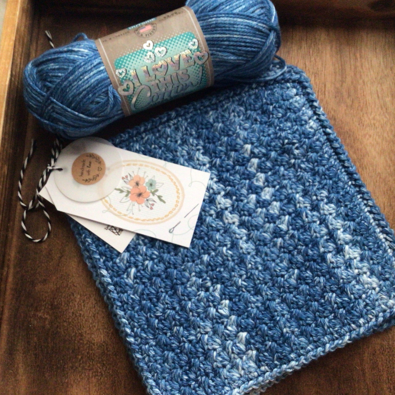 (3)Handmade Crochet 100% Cotton Dishcloths or Washcloths 8.5×8.5 in /New