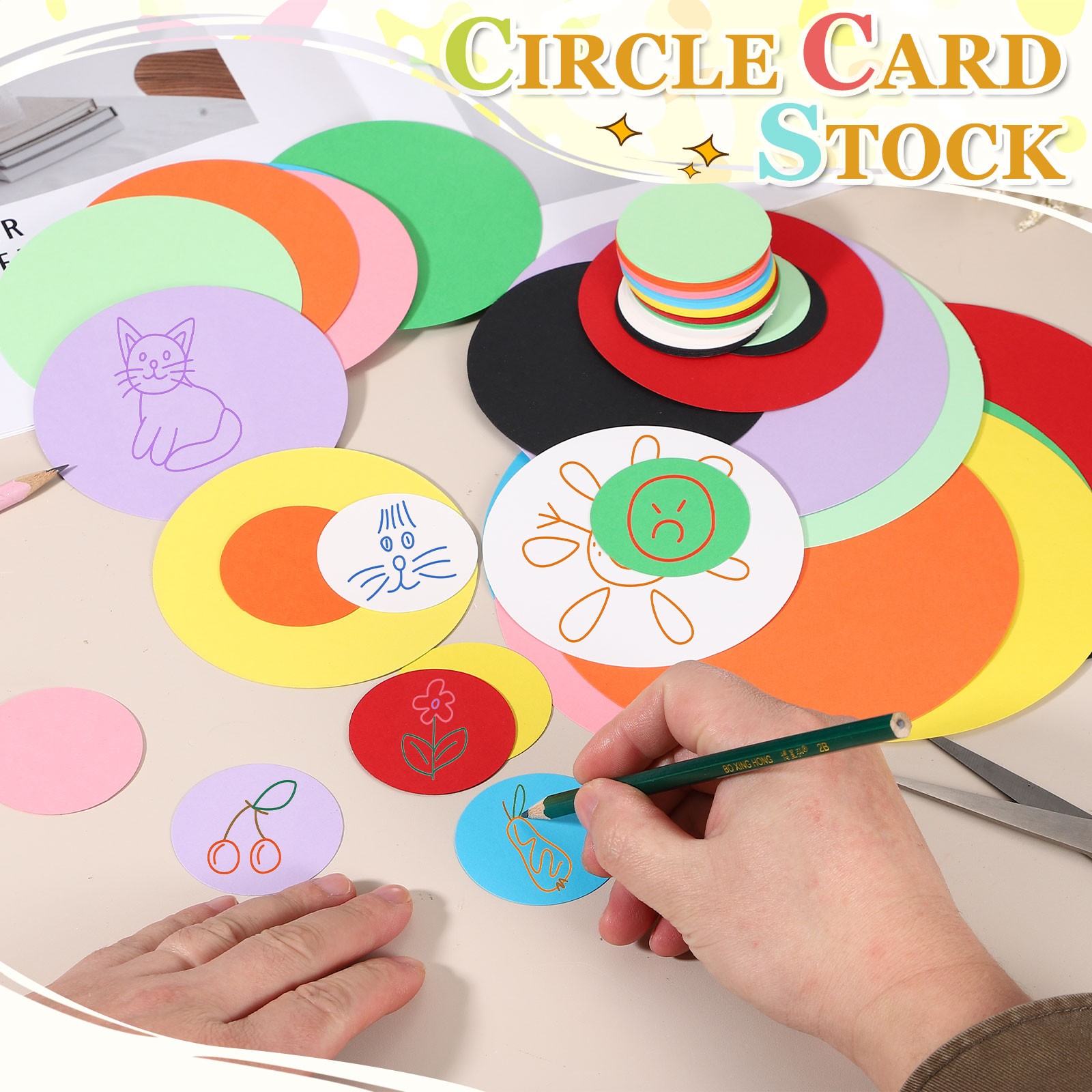72 Sheets Yellow Circle Card Stock 2″ Round Cutouts Paper