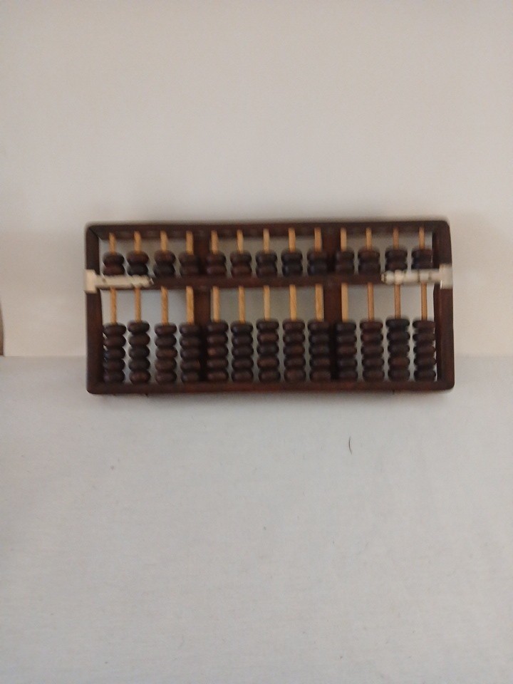 Vintage Chinese ABACUS 13 Pole 91 Bead Hard Wood Beautiful Grain 10 1/2″ inches