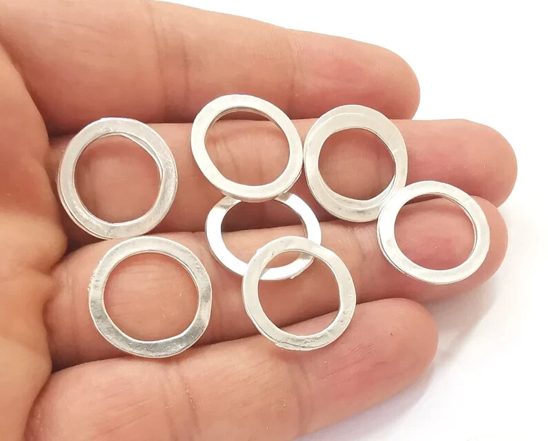 10 Pcs Silver circle disc connector findings Antique silver plated (18mm) G25694