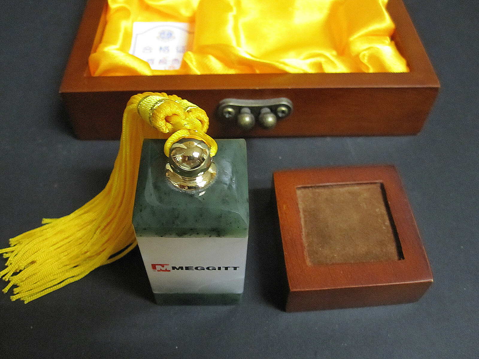 Blank Chinese Stone Seal Stamp Carving Set Dark Green and White Stone