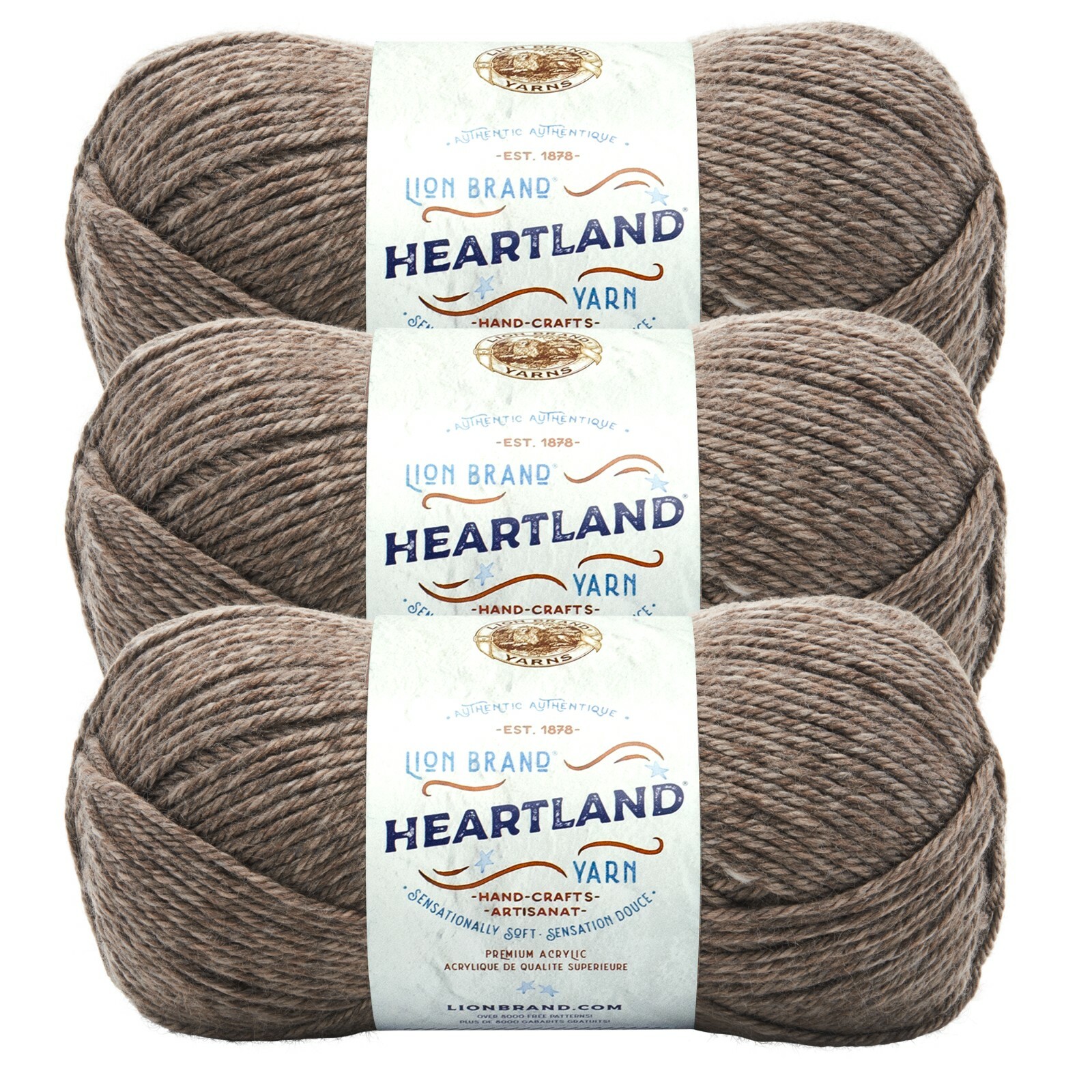 (3 Pack) Lion Brand Yarn 136-125P Heartland Yarn, Mammoth Cave