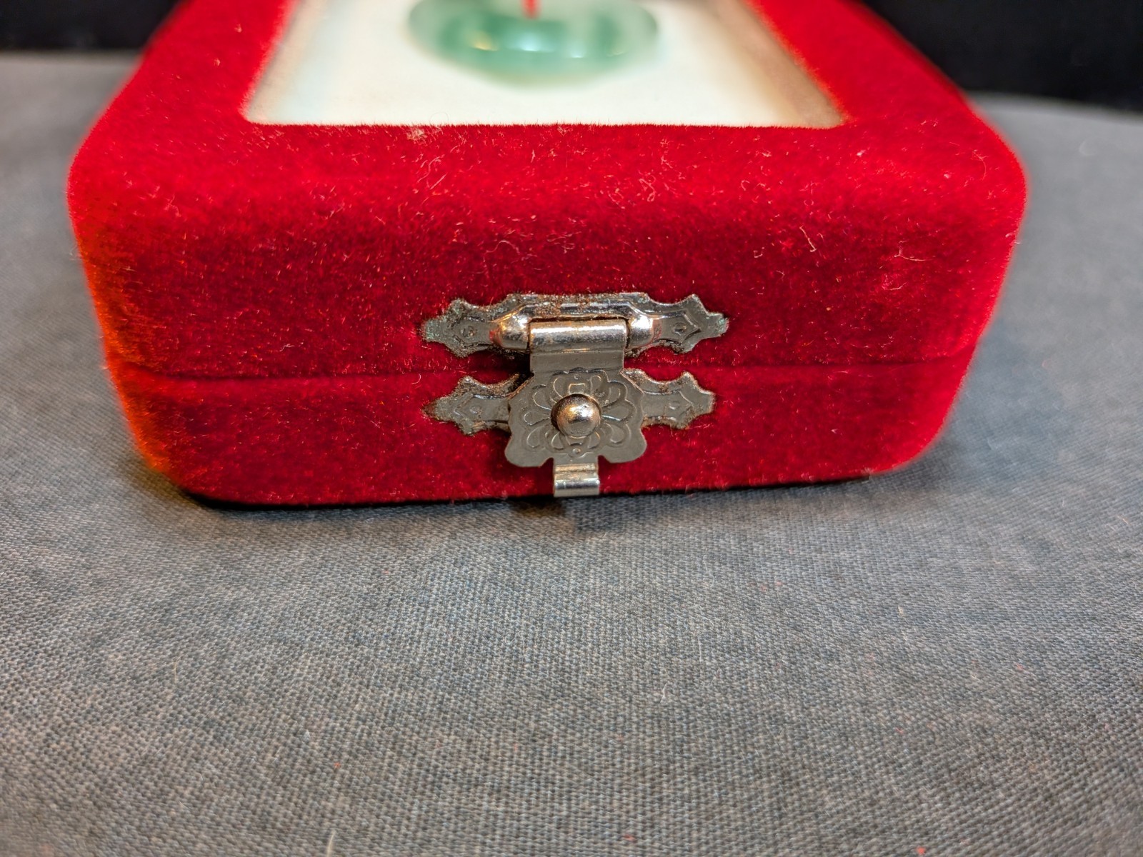 NOS Chinese Myanmar Jadeite Jade Donut Pendant Ping An Kou 1980-2000 Ships US