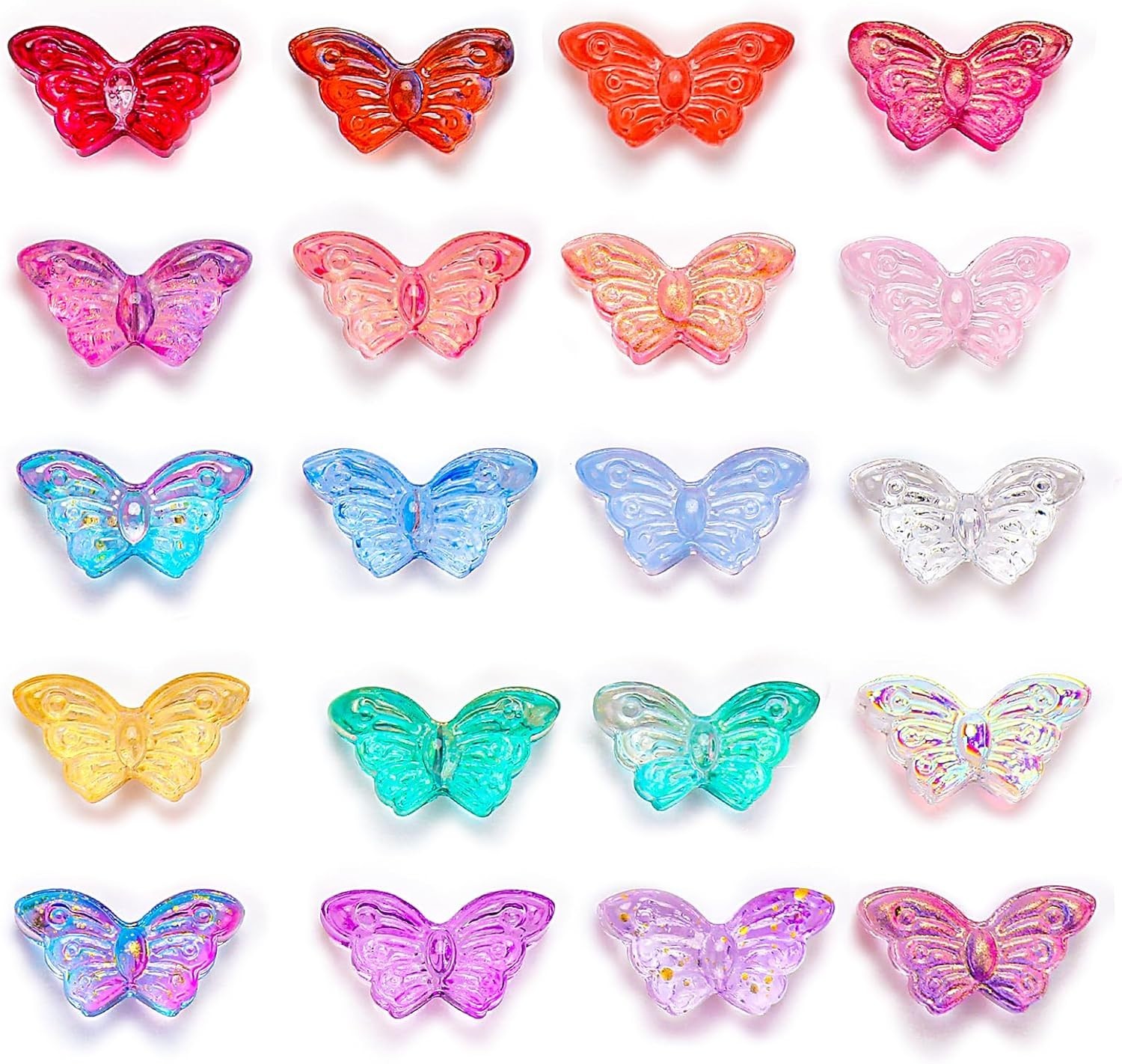 Mabor Butterfly Beads 100Pcs Crystal Butterfly Beads for Jewelry Making Glass