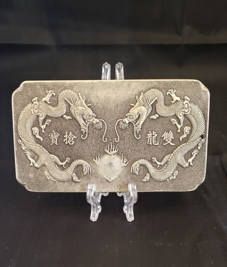 Chinese Dragon #6 Silver Scroll Weight Chop Mark Smooth Back 5509