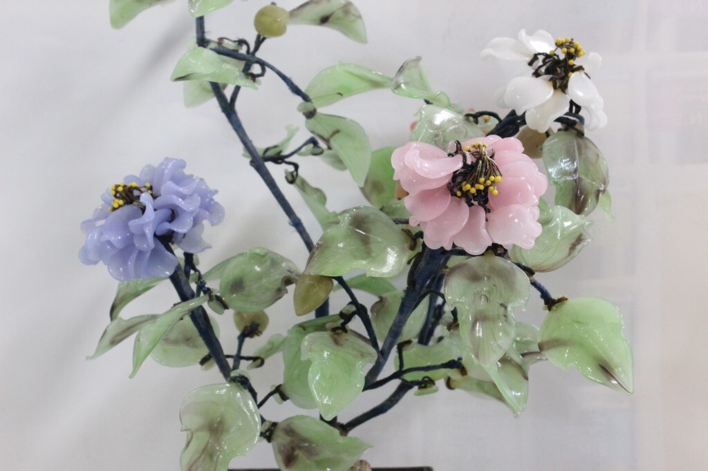 Chinese Liuli Bonsai Tree in Cloisonne Flower Pot