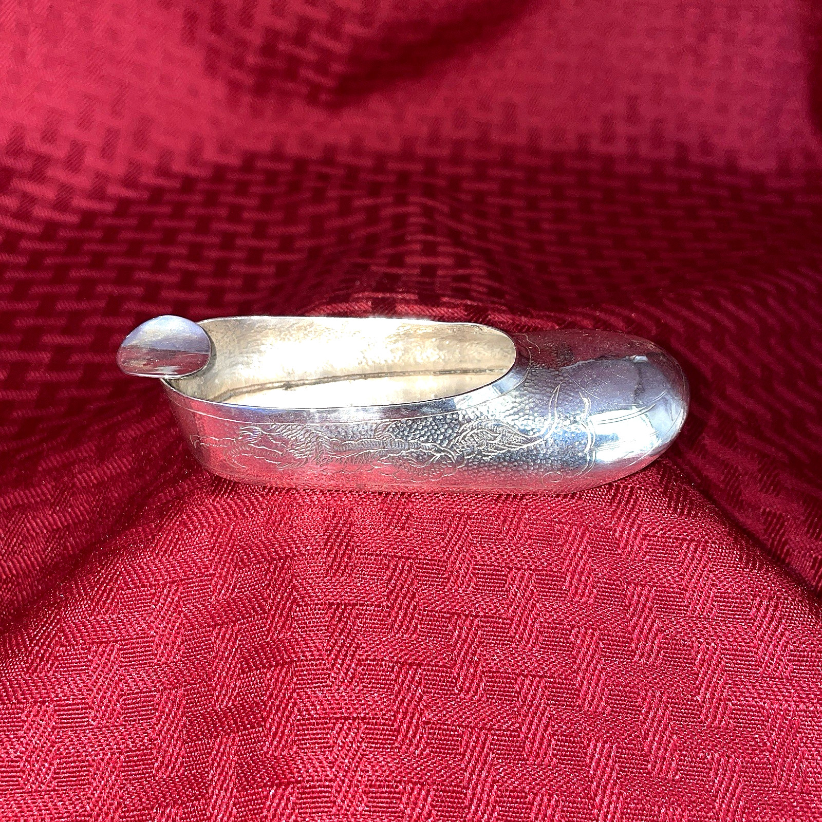 ANTIQUE CHINESE SILVER SHOE/SLIPPER PERSONAL ASHTRAY