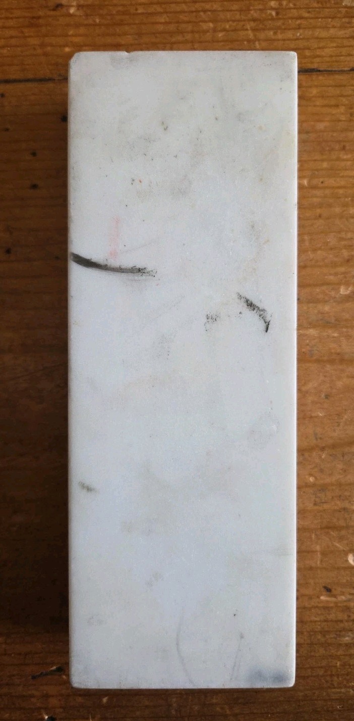 Vtg Stone Chinese Hand Painted Landscape Calligraphy Table Top Wrist Rest